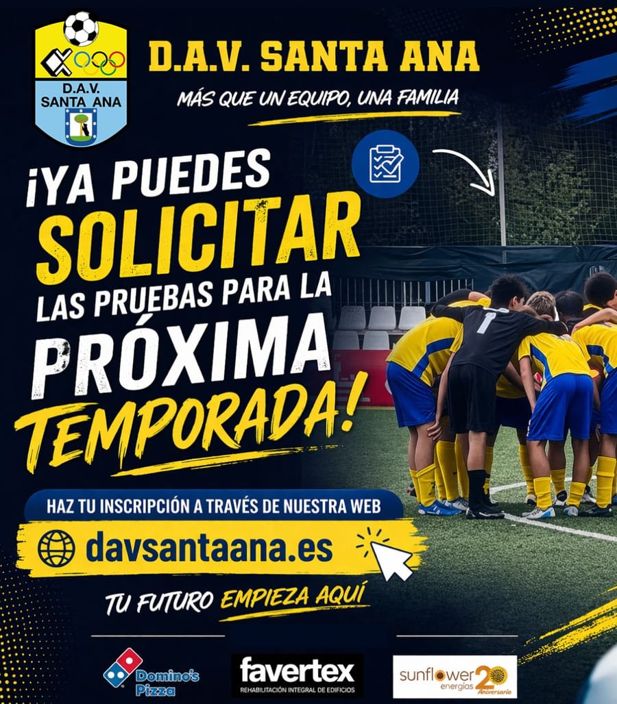 DAV Santa Ana — más que un equipo, una familia. ¡Ya puedes solicitar las pruebas para la próxima temporada! Haz tu inscripción a través de davsantaana.es. Tu futuro empieza aquí.